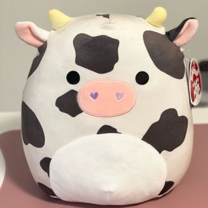 NEW - 12” inch Colin cow purple heart nose squishmallows HTF squishmallow